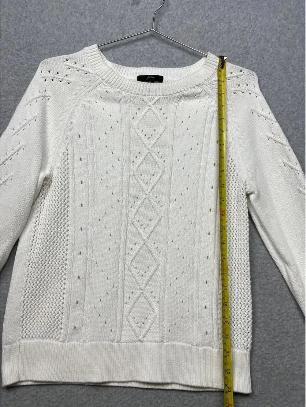 J Crew Knit Cable Pullover Sweater Womens M Classic Casual Simple White